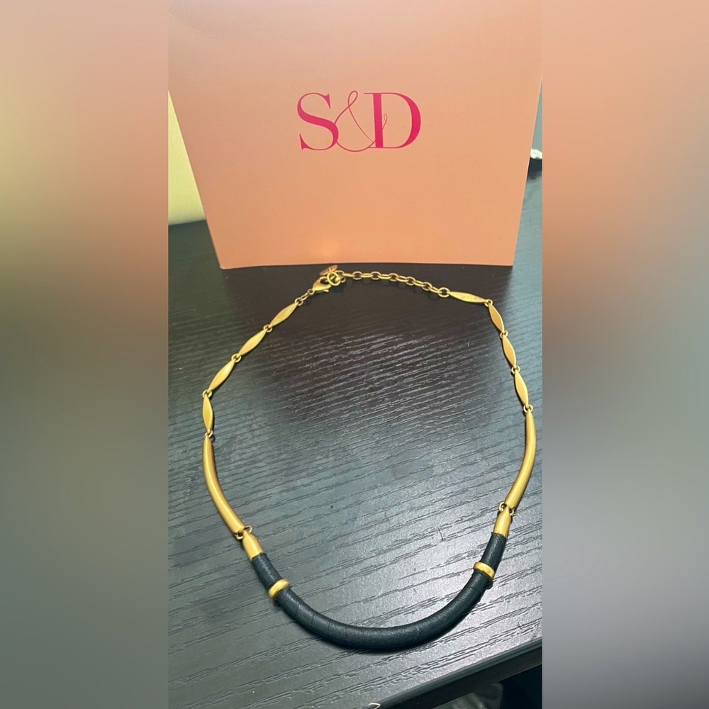Stella & Dot Marcell collar black and gold necklace in great condition .